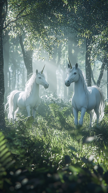 森林中两只独角兽