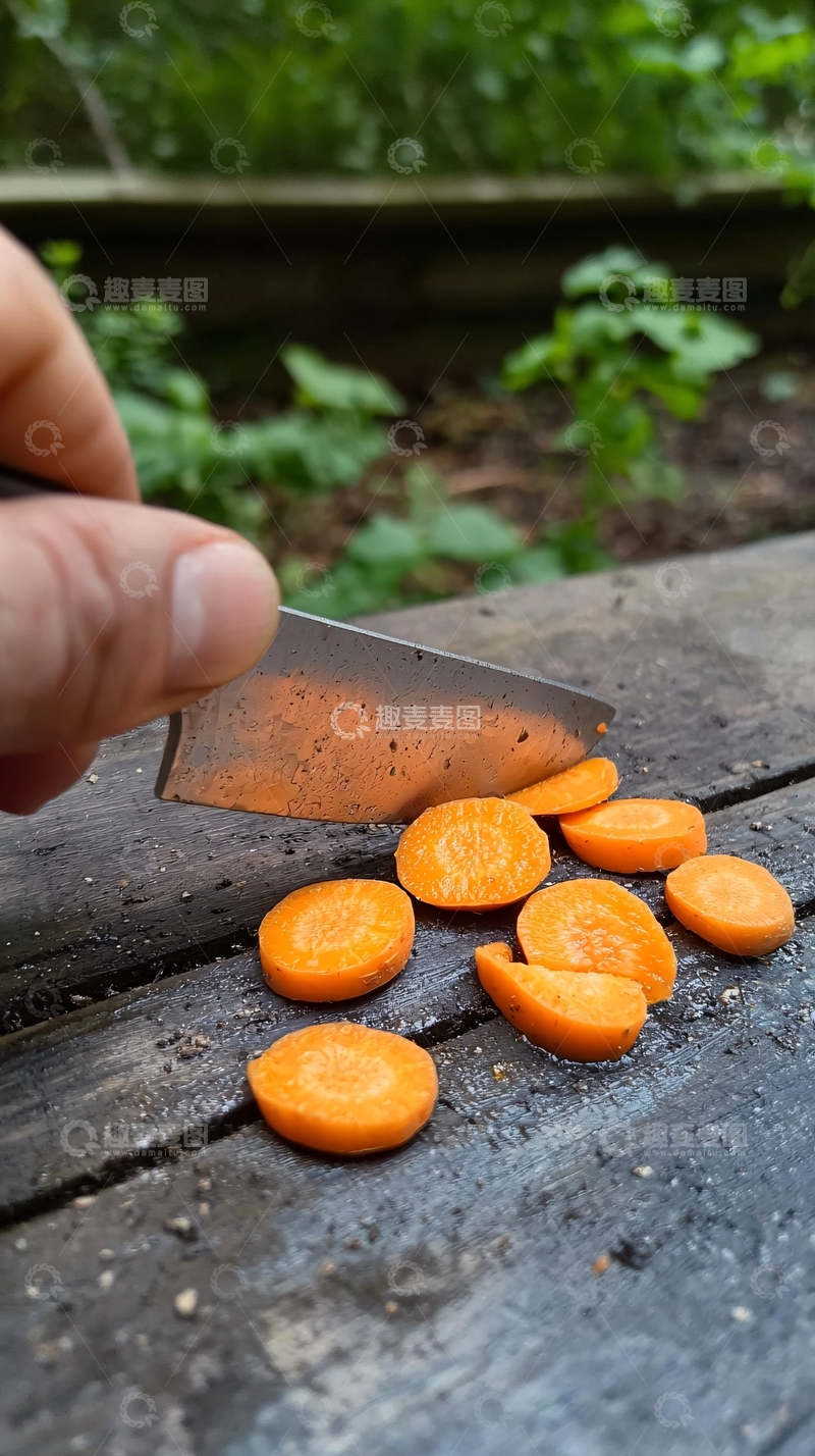 高清大图下载【趣麦麦图】户外切胡萝卜