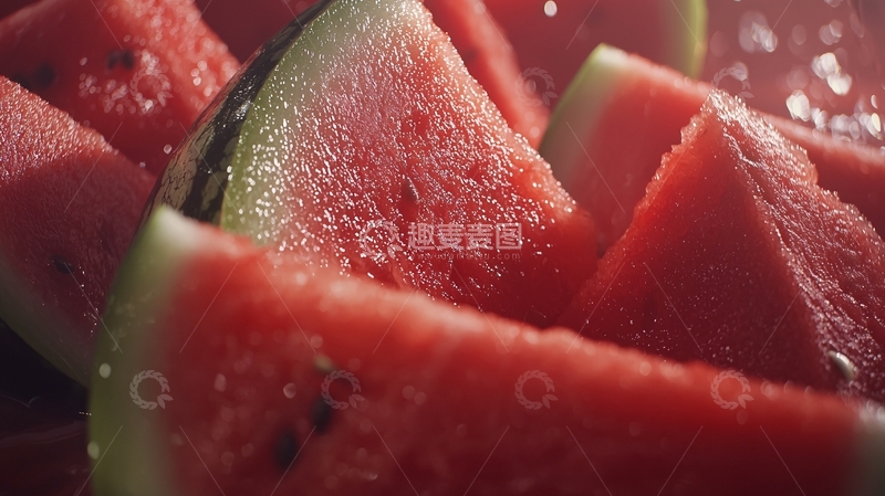 高清大图下载【趣麦麦图】新鲜多汁的西瓜切片