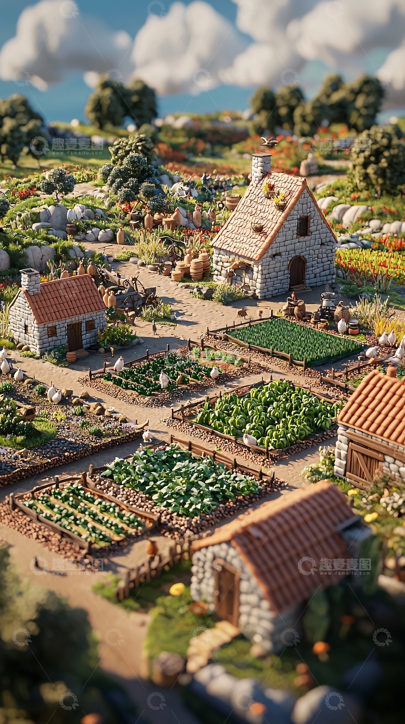 高清大图下载【趣麦麦图】田园乡村房屋景色