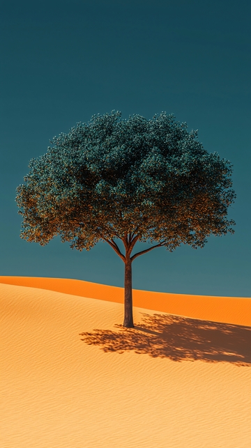 沙漠中孤立的一棵树