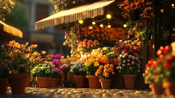 夕阳下的小花店