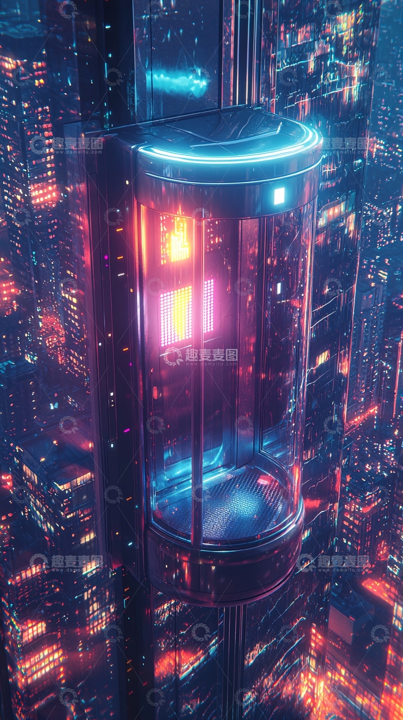 高清大图下载【趣麦麦图】未来城市空中电梯