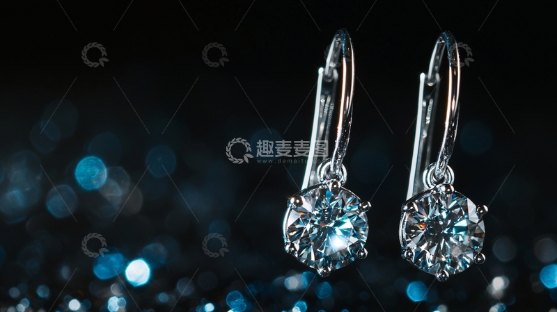 高清大图下载【趣麦麦图】璀璨闪耀的银色锆石耳环