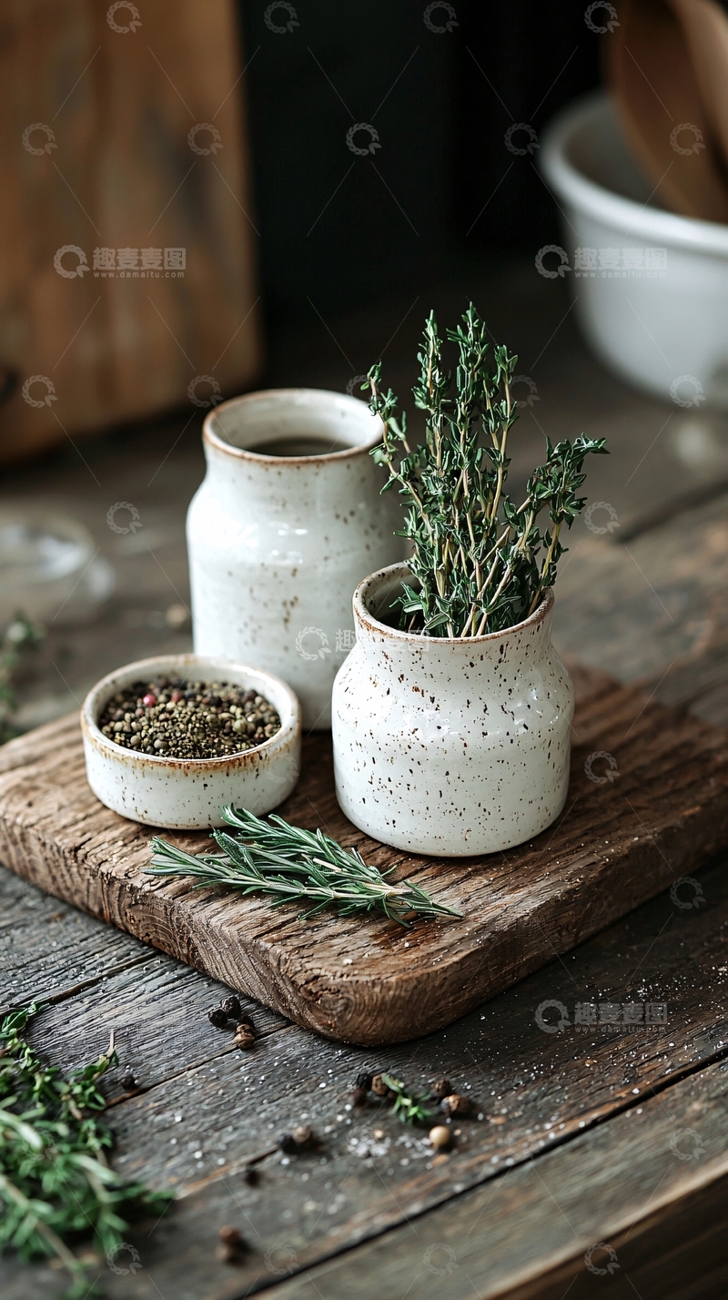 高清大图下载【趣麦麦图】原木餐盘香料瓶