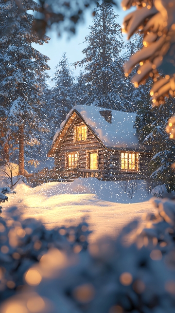 雪夜森林小屋