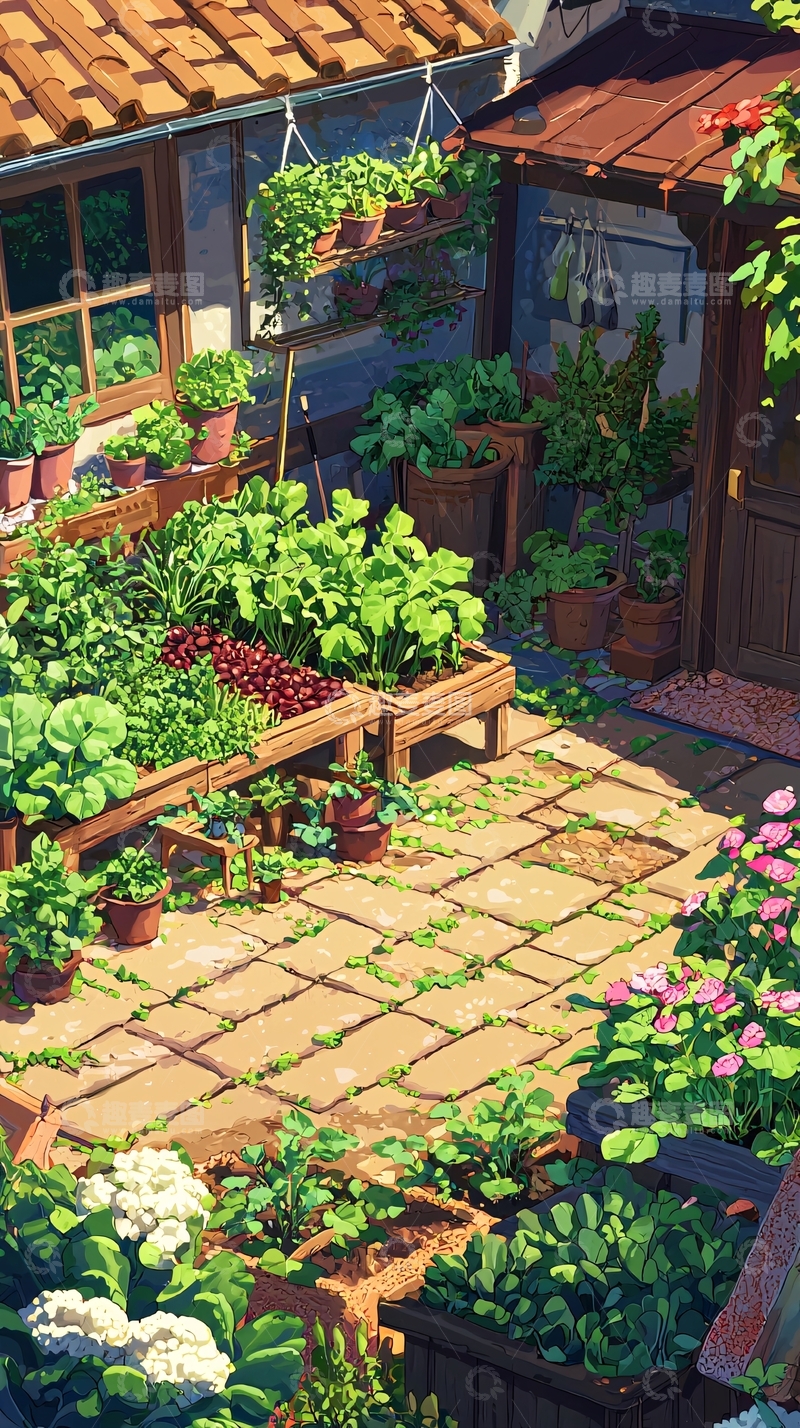 高清大图下载【趣麦麦图】阳光下的乡间小院