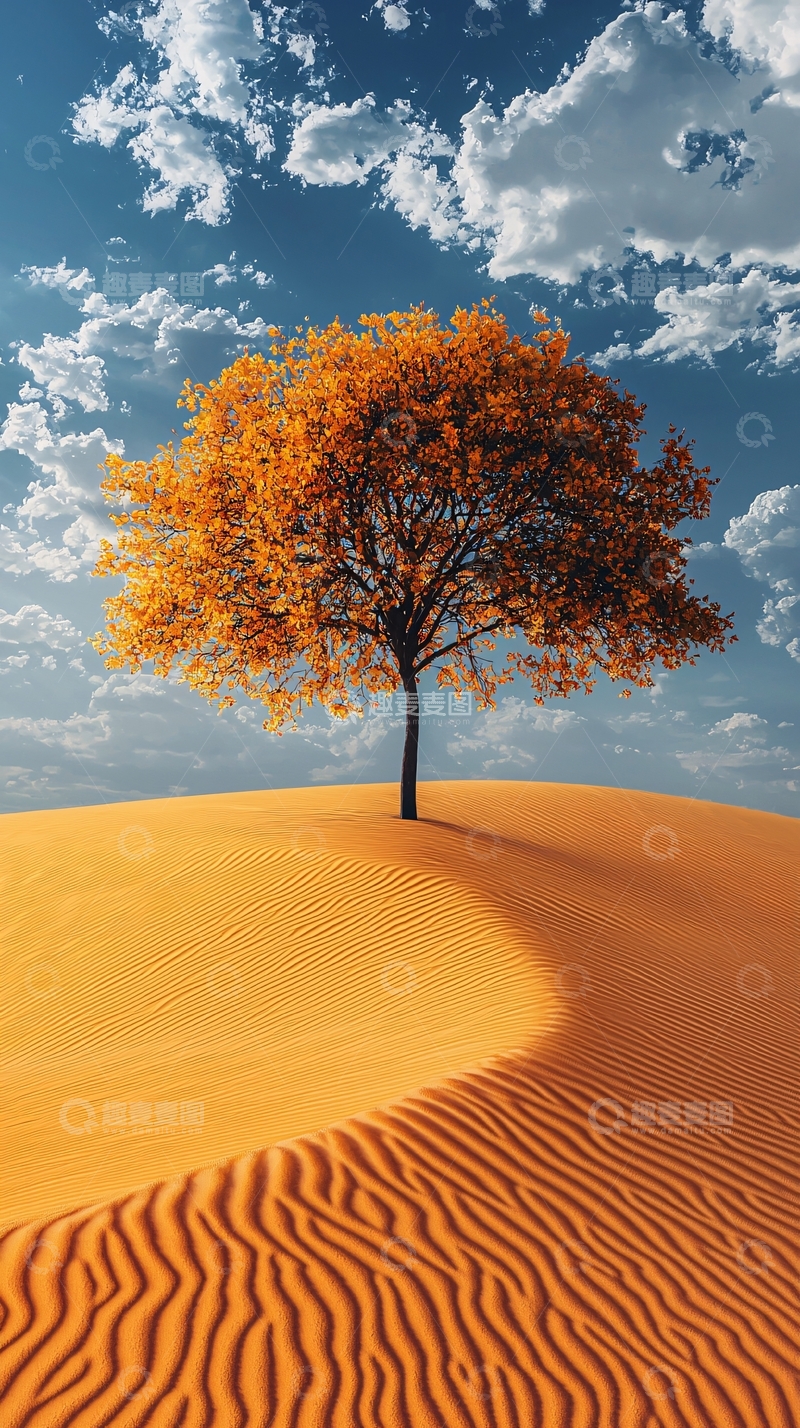高清大图下载【趣麦麦图】孤树沙丘的宁静之美