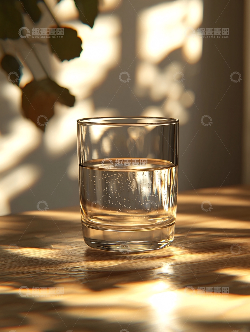 高清大图下载【趣麦麦图】阳光洒在桌上的水杯