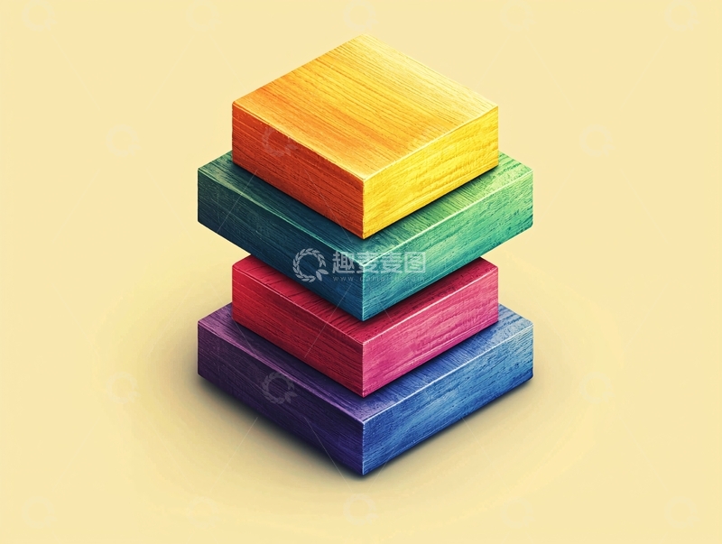 高清大图下载【趣麦麦图】彩色木块堆叠