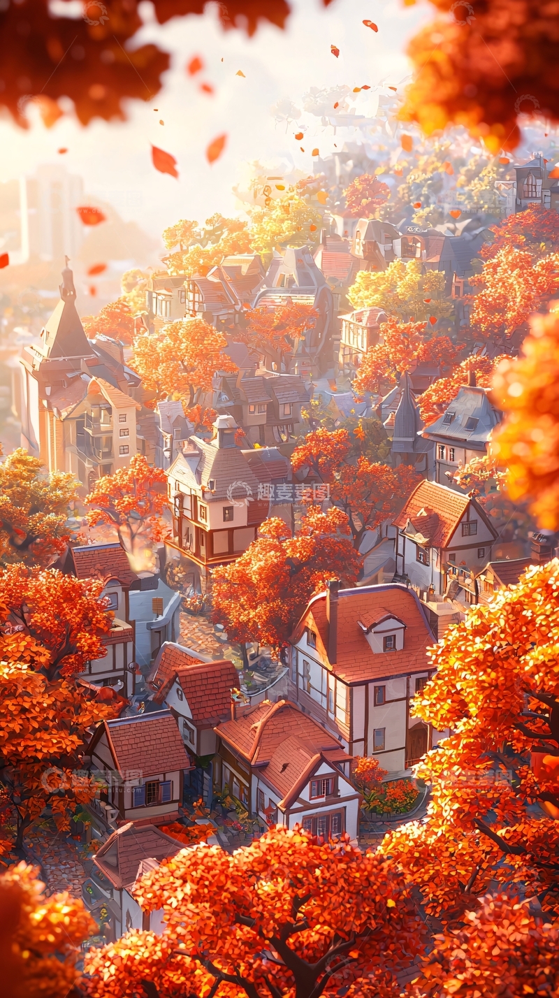 高清大图下载【趣麦麦图】秋日小镇