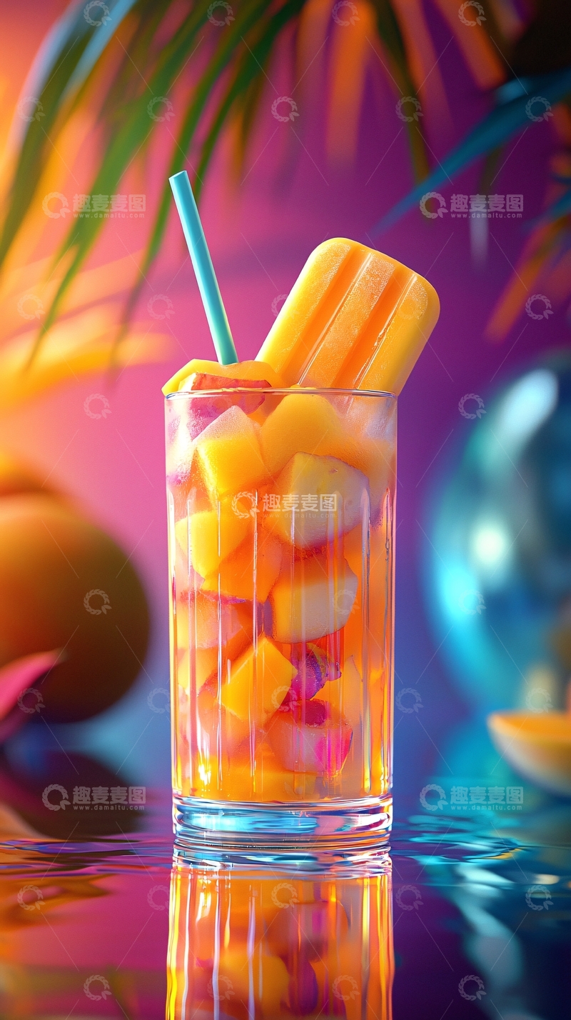 高清大图下载【趣麦麦图】芒果冰棒