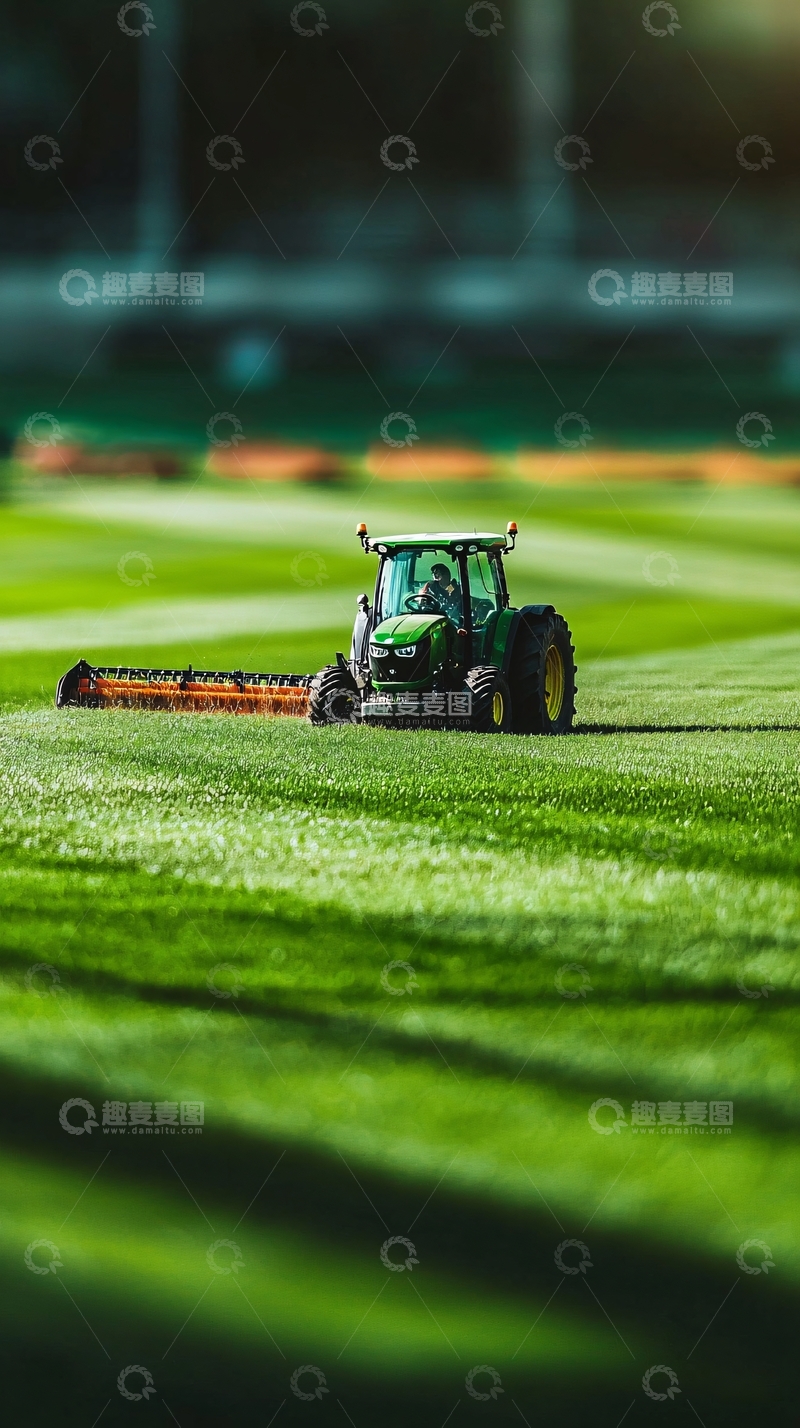 高清大图下载【趣麦麦图】拖拉机在修剪草坪
