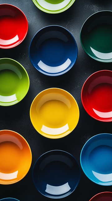彩色碗碟排列