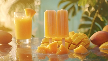 芒果冰棒和芒果汁