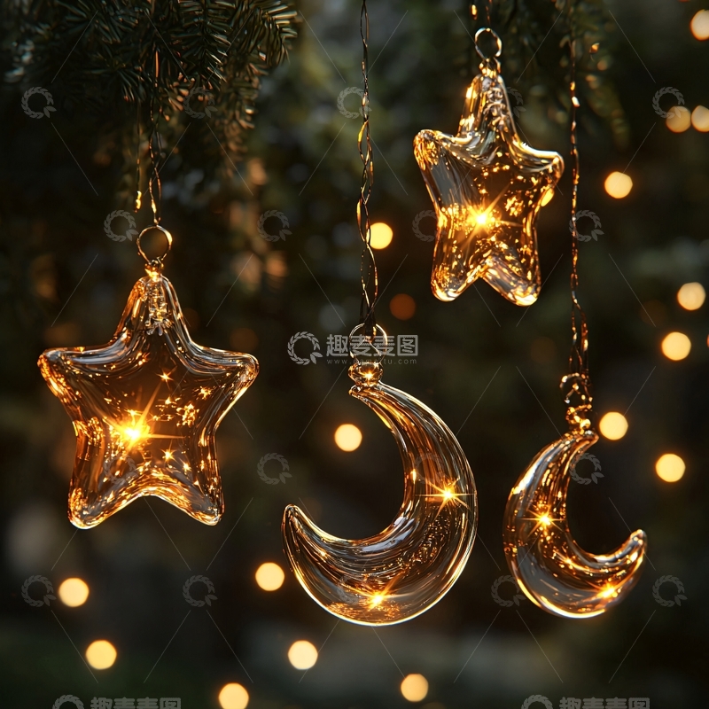 高清大图下载【趣麦麦图】玻璃星星月亮灯串