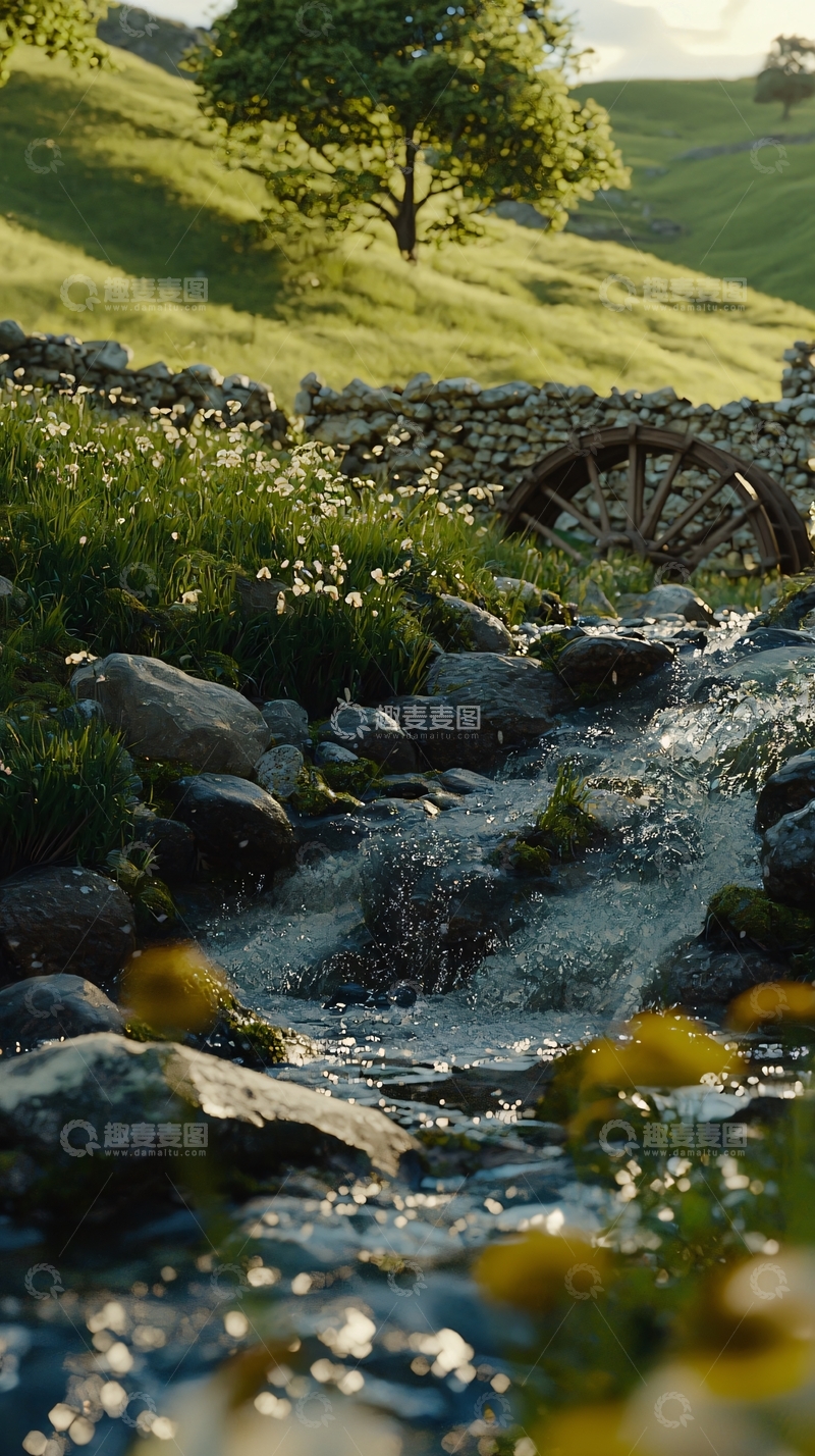 高清大图下载【趣麦麦图】田园风光小溪流水