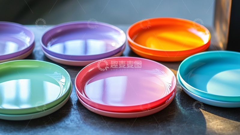 高清大图下载【趣麦麦图】彩色塑料盘子