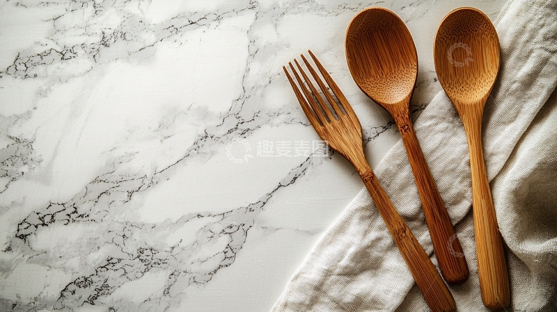 高清大图下载【趣麦麦图】大理石台面上的餐具