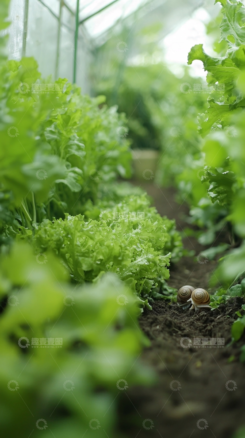 高清大图下载【趣麦麦图】温室大棚里生机勃勃的蔬菜