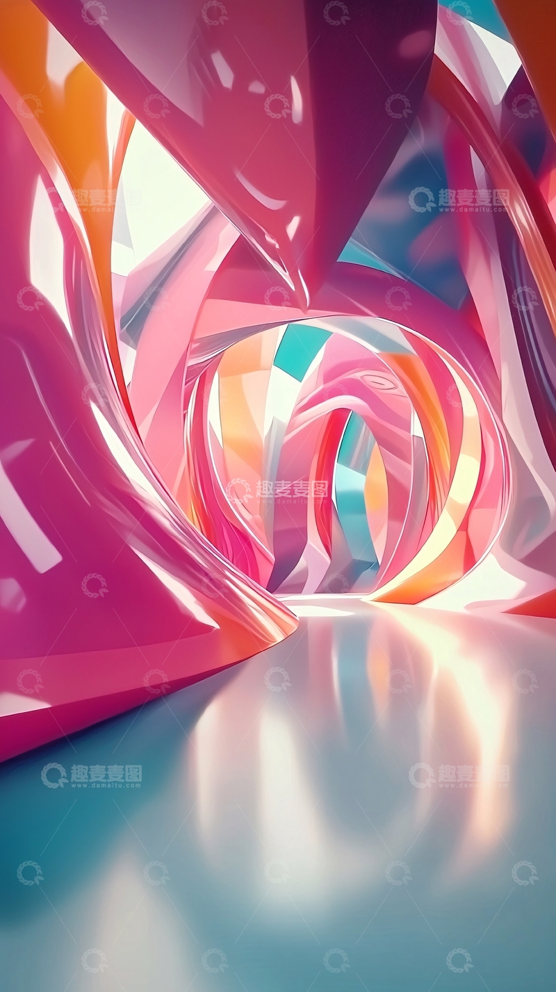 高清大图下载【趣麦麦图】抽象彩色隧道