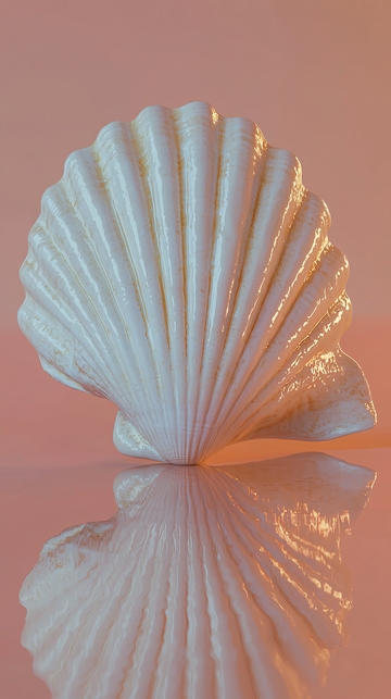 粉色背景下的白色贝壳