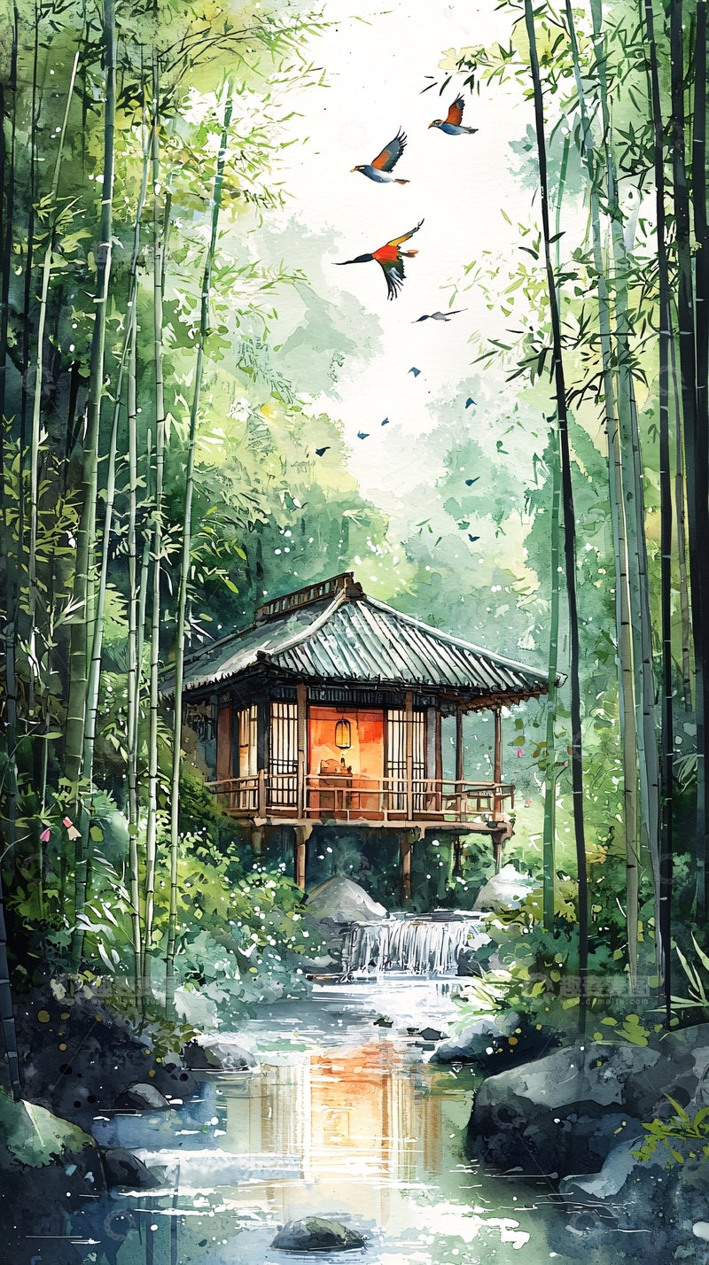 高清大图下载【趣麦麦图】水墨画竹林