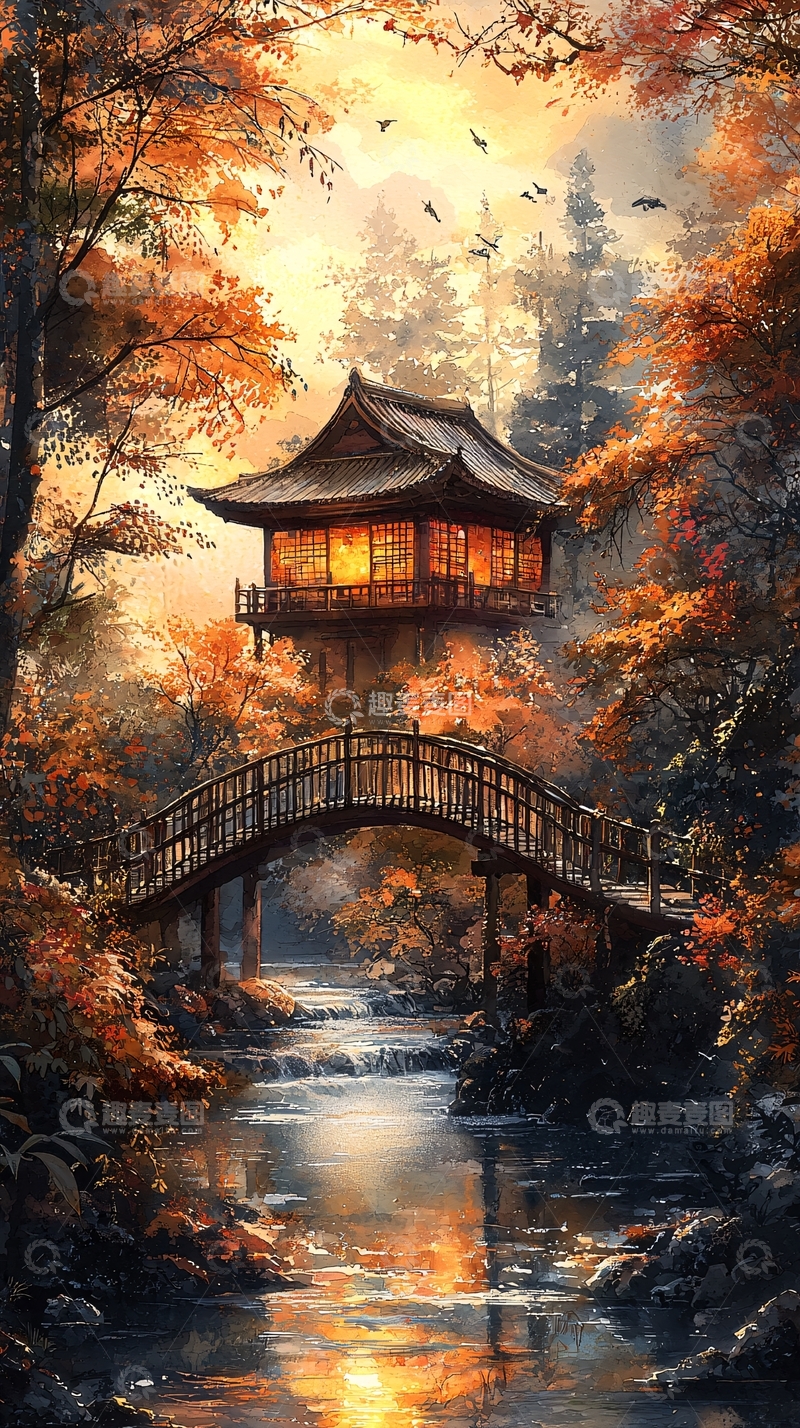 高清大图下载【趣麦麦图】秋日古风建筑意境美图