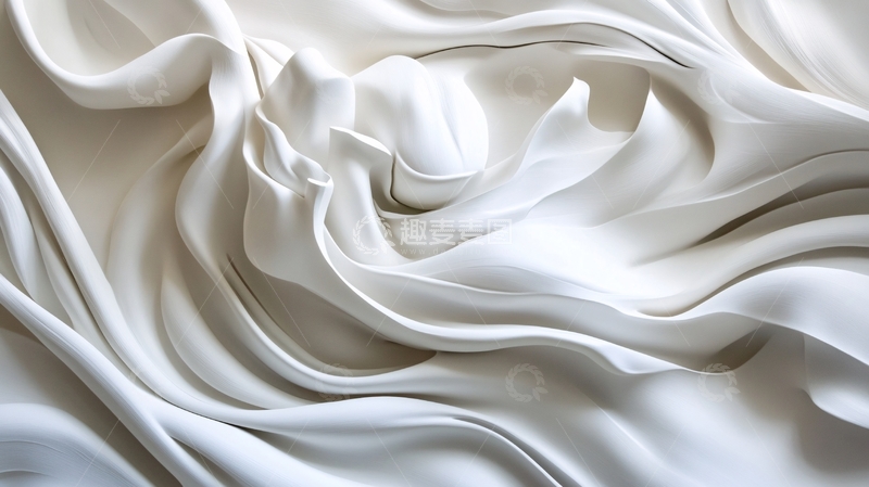 高清大图下载【趣麦麦图】抽象白色丝绸褶皱