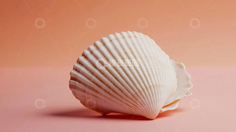 高清大图下载【趣麦麦图】粉色背景下的白色贝壳