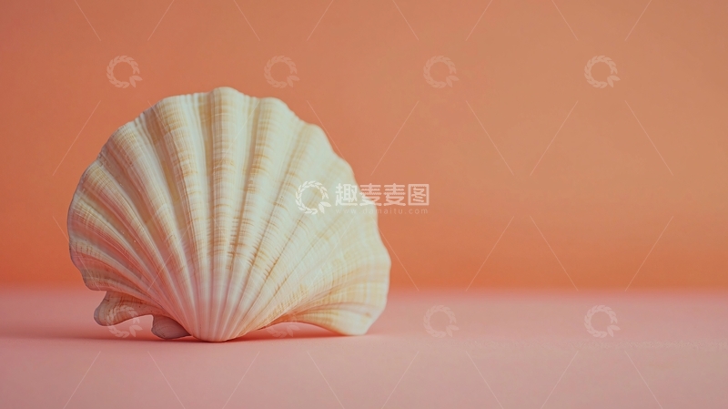 高清大图下载【趣麦麦图】单只白色贝壳粉色背景
