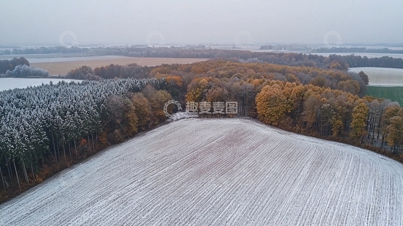 高清大图下载【趣麦麦图】初冬雪景田园风光
