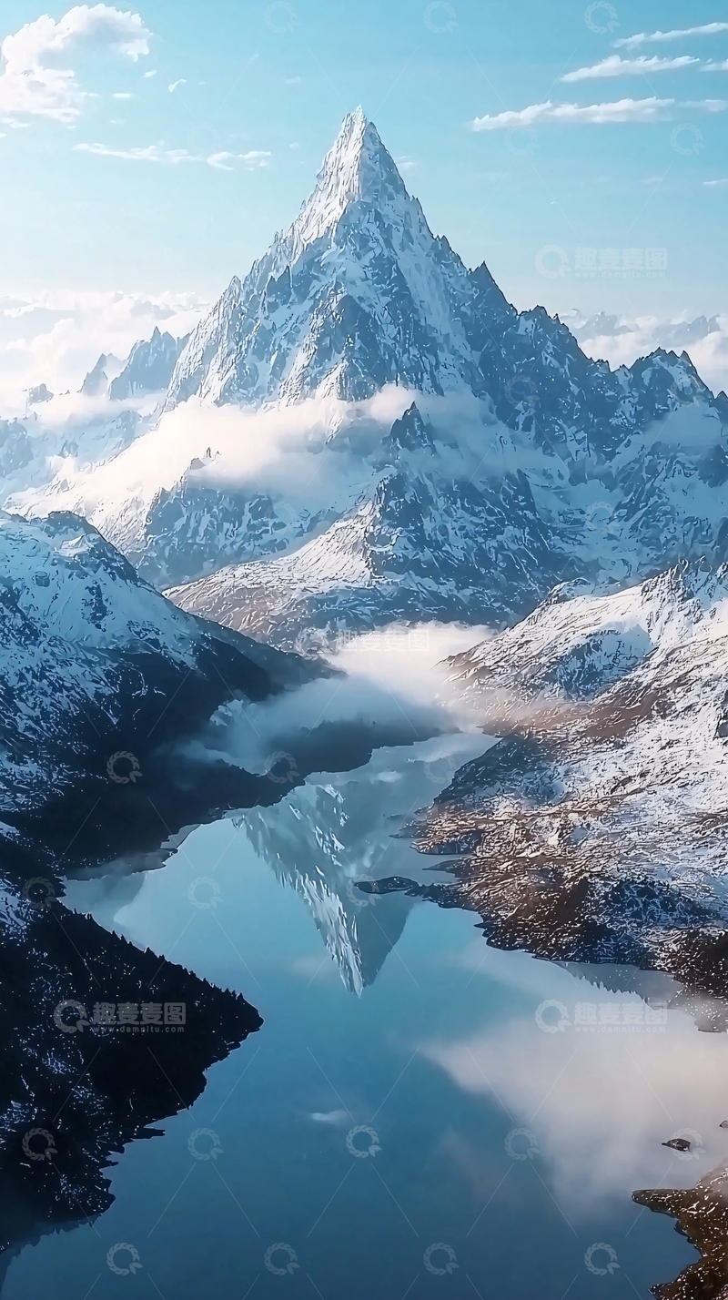 高清大图下载【趣麦麦图】雪山倒影