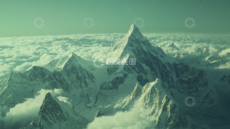 高清大图下载【趣麦麦图】云海之上的雪山峰顶