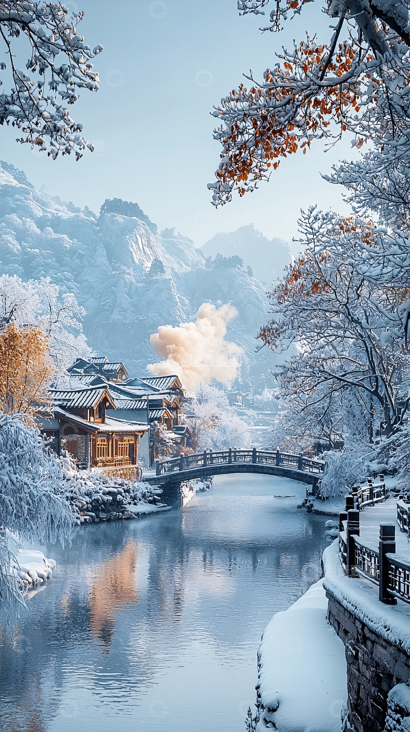 高清大图下载【趣麦麦图】雪后古镇