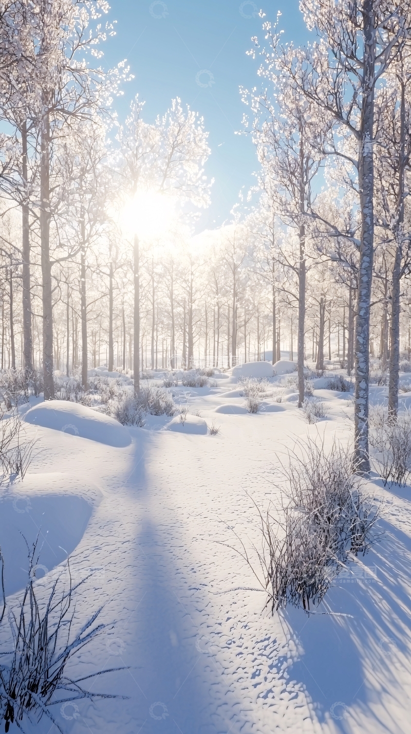 高清大图下载【趣麦麦图】冬日森林雪景