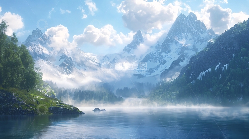 高清大图下载【趣麦麦图】雪山湖泊风景