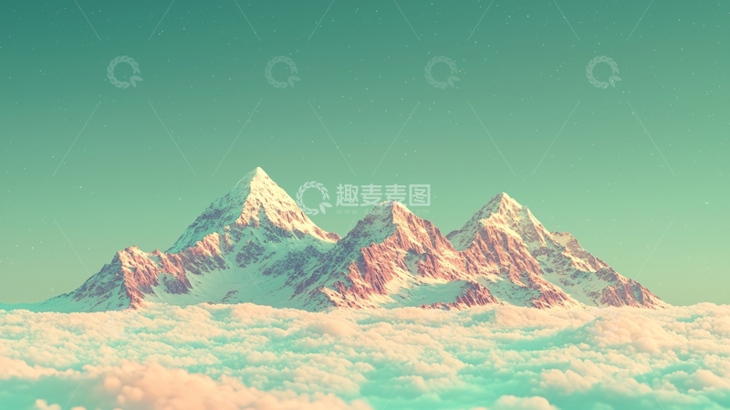 高清大图下载【趣麦麦图】云海之上的雪山