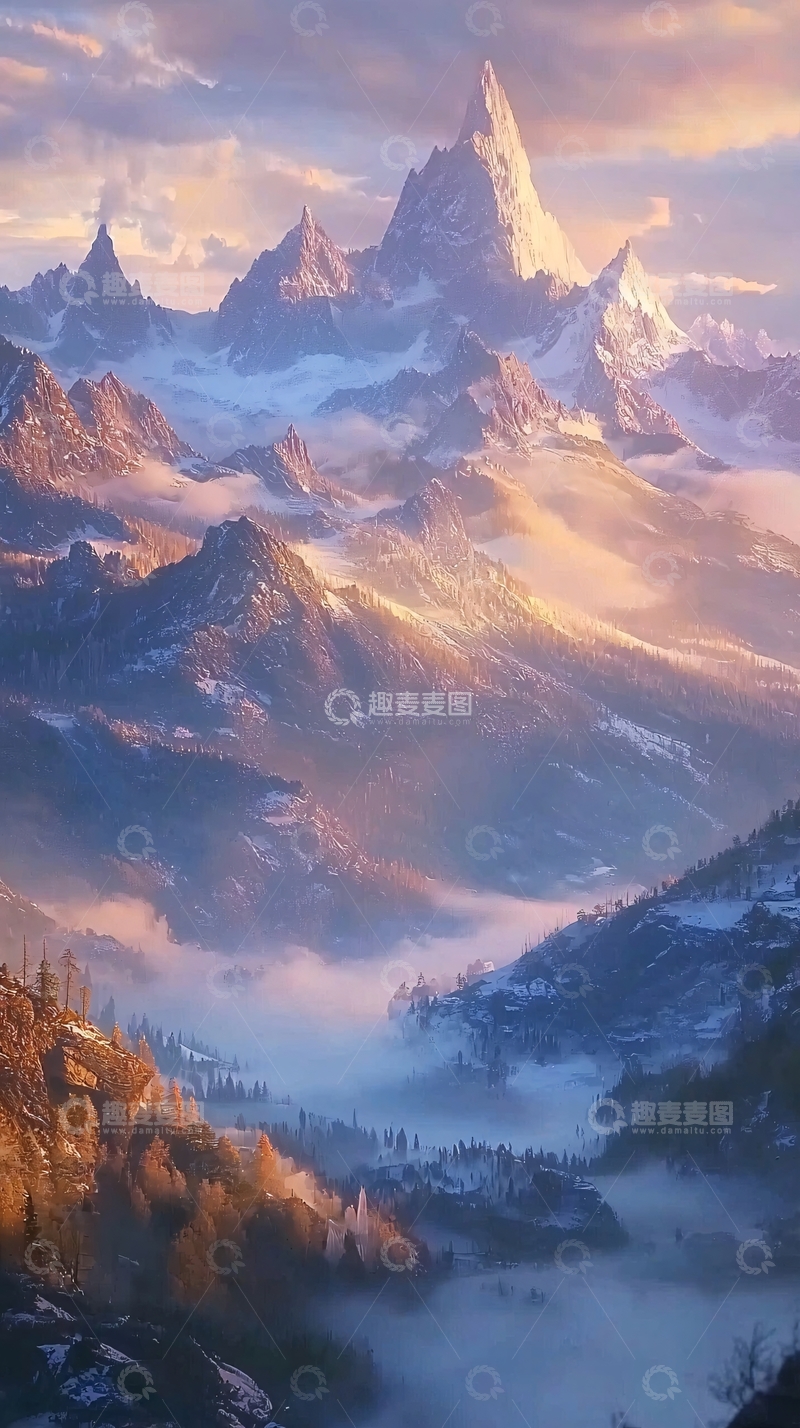 高清大图下载【趣麦麦图】极具视觉冲击力的雪山日出