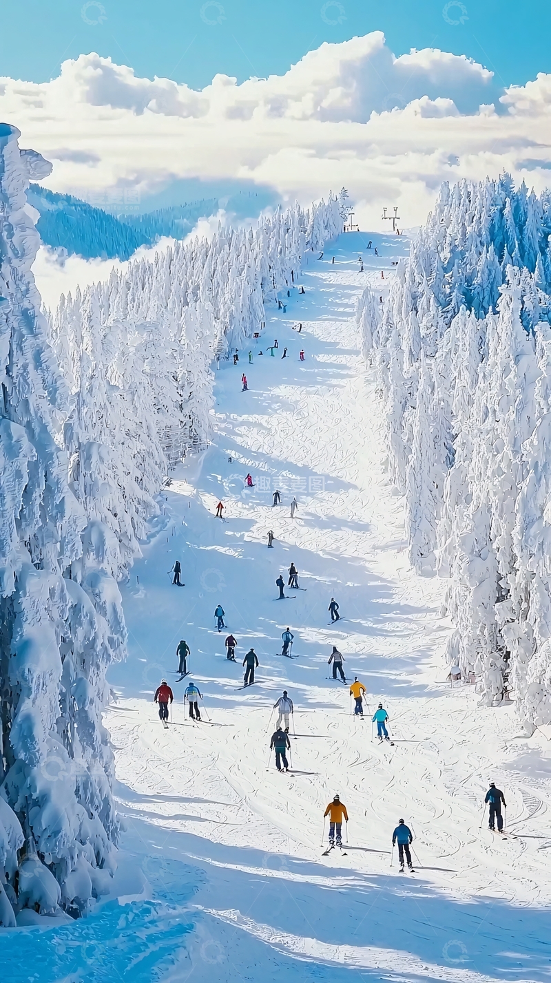 高清大图下载【趣麦麦图】雪山滑雪胜地