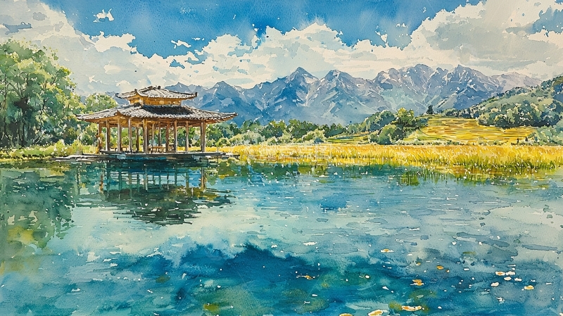 高清大图下载【趣麦麦图】水边凉亭