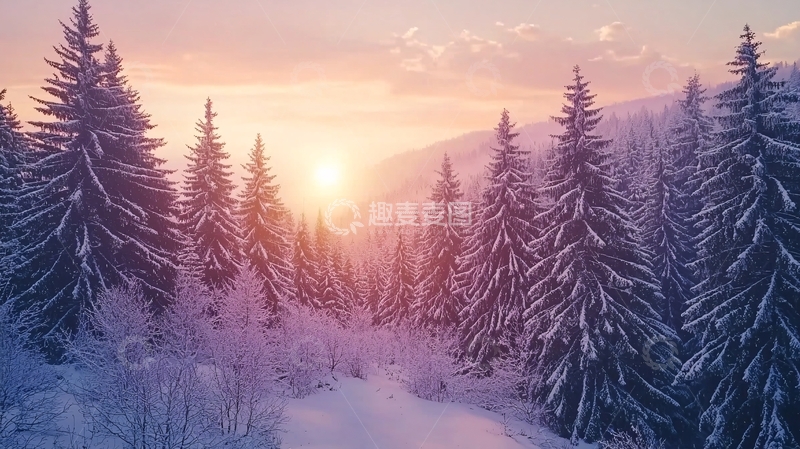 高清大图下载【趣麦麦图】雪山日落