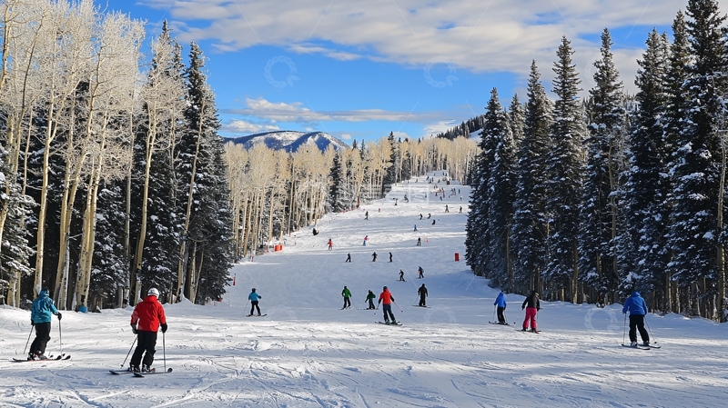 高清大图下载【趣麦麦图】雪山滑雪场冬季景色