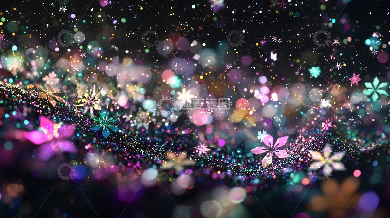 高清大图下载【趣麦麦图】梦幻星空花朵背景