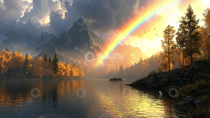 高清大图下载【趣麦麦图】美丽的山水风景与彩虹