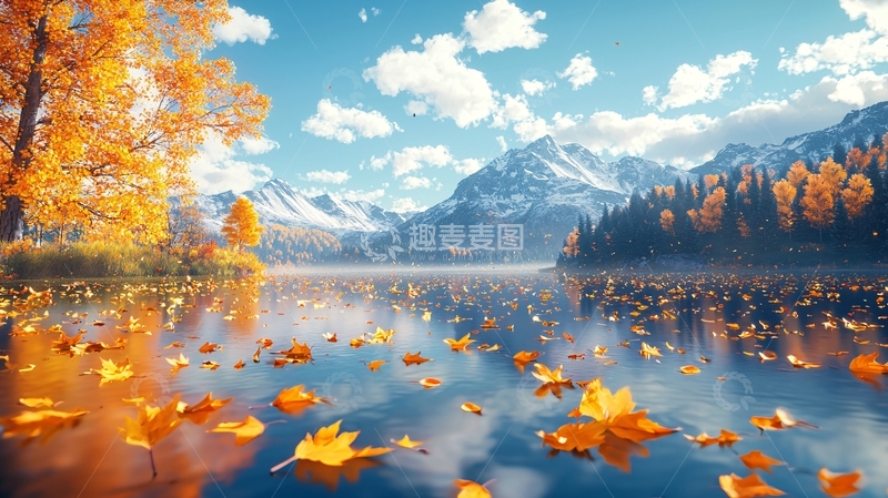 高清大图下载【趣麦麦图】秋日湖泊山景