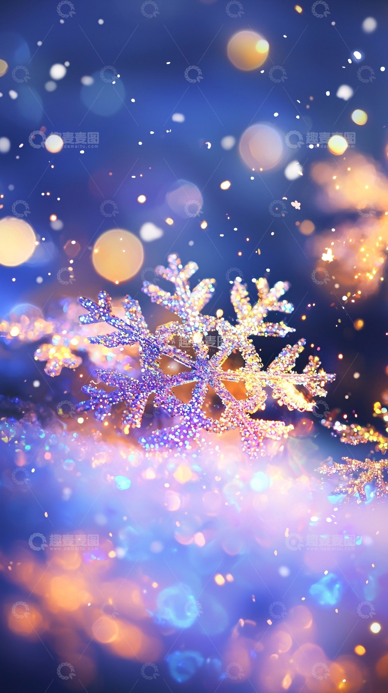 高清大图下载【趣麦麦图】蓝色背景雪花