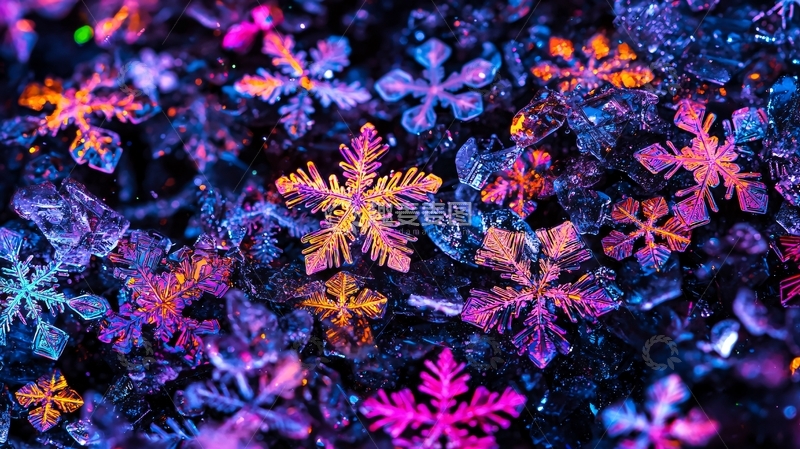 高清大图下载【趣麦麦图】彩色雪花特写