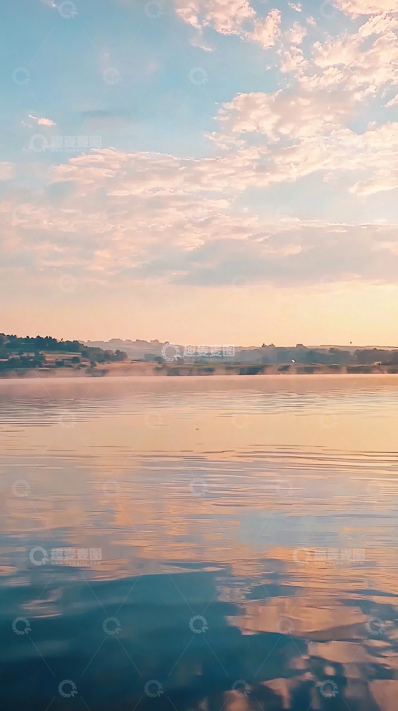 高清大图下载【趣麦麦图】清晨薄雾笼罩的宁静湖面