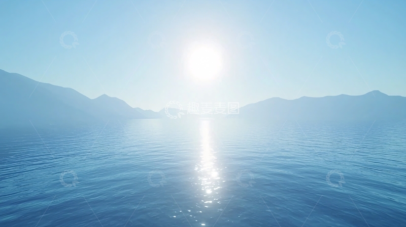 高清大图下载【趣麦麦图】阳光普照平静海面
